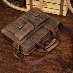 Leather Mens 13 inches Briefcase Dark Brown Laptop Bags Business Bags Work Bags for Men - iwalletsmen