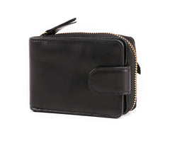 RFID Brown Leather Men's Zipper Small Card Wallet Small Card Holder For Men - iwalletsmen