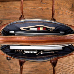 Vintage Brown Leather Mens 15 inches Briefcase Laptop Black HandBag Business Side Bag Work Bag for Men - iwalletsmen