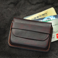 Cool Coffee Leather Mens Business Card Holder Coin Purse Small Change Wallet For Men - iwalletsmen