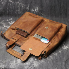Leather Mens Briefcase 13inch Laptop Handbag Work Bag Business Bag Shoulder Bag For Men - iwalletsmen