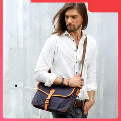 Casual Canvas Leather Mens Side Bag Side Bag Small Messenger Bags Casual Courier Bags for Men - iwalletsmen