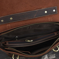 Leather Mens 13inch Laptop Bag Briefcase Work Handbag Business Bag for Men - iwalletsmen