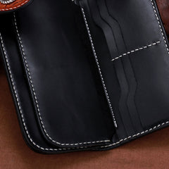 Handmade Leather Kylin Mens Chain Biker Wallet Cool Leather Wallet With Chain Wallets for Men