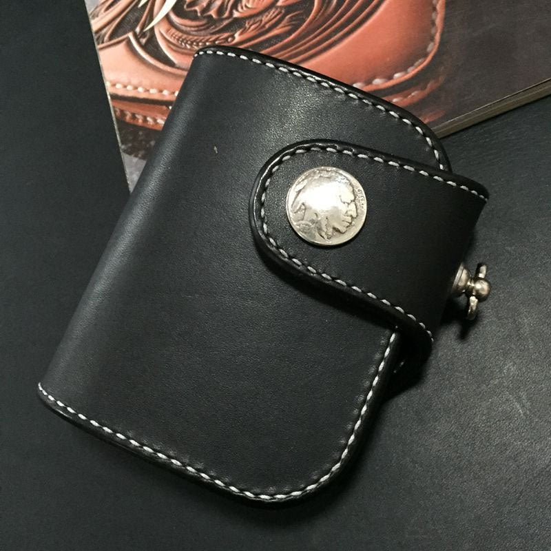 Handmade Leather Biker Wallet Mens Cool billfold Chain Wallet Trucker Wallet with Chain