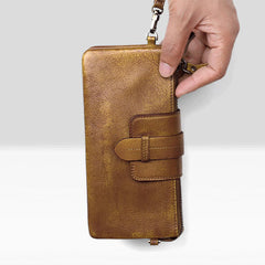 Handmade Mens Cool Long Leather Chain Wallet Cards Biker Trucker Wristlet Wallet - iwalletsmen