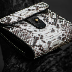 Handmade Leather Boa Skin Tooled Mens billfold Wallet Cool Slim Wallet Biker Wallet for Men