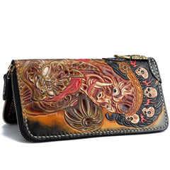 Handmade Leather Mahākāla Mens Chain Biker Wallet Cool Leather Wallet With Chain Wallets for Men