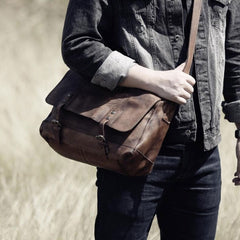 Handmade Leather Mens Cool Messenger Bag Briefcase Work Bag Business Bag for men