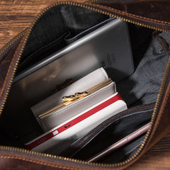 Cool Leather Small Mens Barrel Side Bag Bucket Shoulder Bag Messenger Bag for Men - iwalletsmen