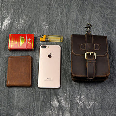 Small Leather Belt Pouch Mens Holsters Belt Cases Cell Phone Waist Pouch for Men - iwalletsmen