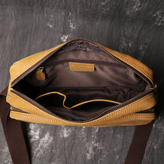 Tan Leather Men's Messenger Bag Side Bag iPad Courier Bags Tan Postman Bag For Men - iwalletsmen