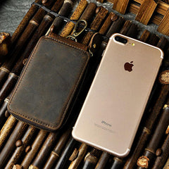 Vintage Leather Mens Small Key Zipper Wallets Cool Card Wallet for Men - iwalletsmen