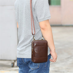 Fashion Brown Leather Men's Belt Pouch Belt Bag Black Mini Side Bag For Men - iwalletsmen