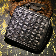 Handmade Leather Braided Mens billfold Wallet Cool Leather Wallet Slim Wallet for Men