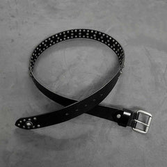 Badass Mens Leather Rock Punk Belt Motorcycle Belt Cool Rivet Leather Belt For Men - iwalletsmen