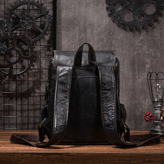 Cool Mens Leather 14inch Laptop Backpack Travel Backpacks Leather School Backpack for Men - iwalletsmen