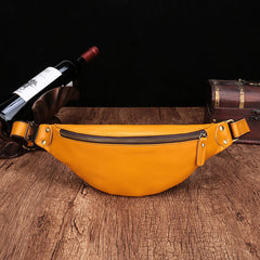 Vintage Brown Leather Men's Fanny Pack Coffee Waist Bag Chest Bag For Men - iwalletsmen