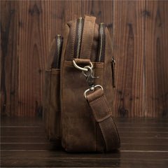Cool Mens Leather Small Side Bag Small Messenger bag Shoulder bag For Men - iwalletsmen