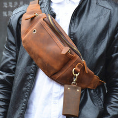 Black Brown MENS LEATHER FANNY PACK FOR MEN BUMBAG Vintage WAIST BAGS - iwalletsmen