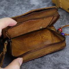 Vintage Leather Men's billfold Small Wallet Brown Key Wallet Card Wallet For Men - iwalletsmen