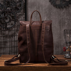 Vintage Mens Coffee Leather Backpack Travel Backpack Leather Hiking Backpack for Men - iwalletsmen