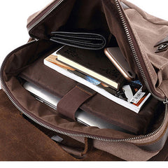 Mens Canvas Leather Backpack Canvas Travel Backpack Canvas School Backpacks for Men - iwalletsmen