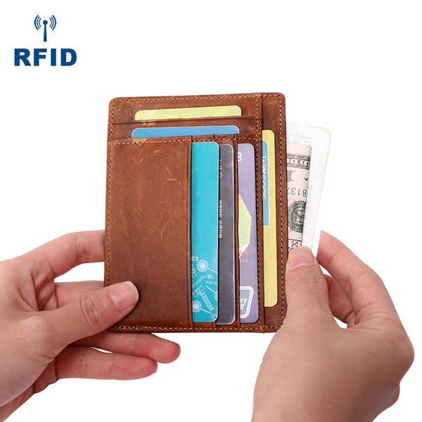 Cool Leather RFID Slim Zipper Wallet billfold Small Wallet Front Pocket Wallet Card Wallets For Men - iwalletsmen