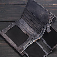Handmade Mens Cool billfold Leather Wallet Men Small Slim Wallets Bifold for Men - iwalletsmen