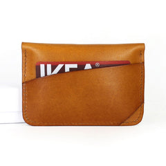 Handmade Leather Mens Card Wallets Front Pocket Wallet Small Change Wallets for Men - iwalletsmen