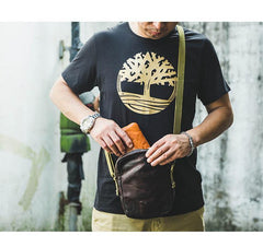 Casual Coffee Leather Men Vertical Side Bag Green Small Messenger Bag Black Courier Bag For Men - iwalletsmen