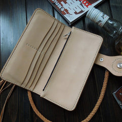 Handmade Leather Biker Wallet Mens Cool Chain Wallet Trucker Wallet with Chain