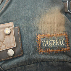 Denim Mens Large Sling Bag Blue Chest Bag Jean One Shoulder Backpacks For Men - iwalletsmen