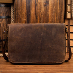 Dark Brown Leather 13 inches Mens Messenger Bags Courier Bags Postman Bag for Men - iwalletsmen