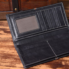 Handmade Leather Mens Cool Slim Leather Wallet Men Small Wallets Bifold for Men