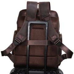 Dark Brown Leather Men's 17-inch Huge Computer Backpack Large Travel Backpack Large College Backpack For Men - iwalletsmen