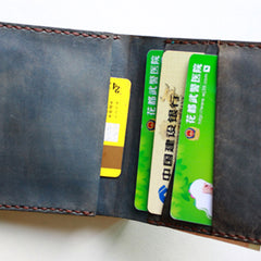 Handmade Vintage Leather Mens Small Bifold Wallet Cool billfold Wallet for Men - iwalletsmen