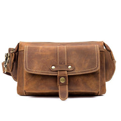 Cool Light Brown Leather Fanny Pack Mens Belt Bags Waist Bags Hip Pack Bumbag for Men - iwalletsmen