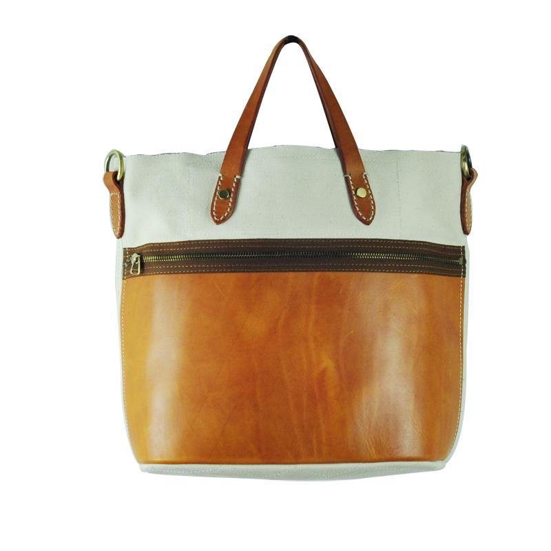 White Leather Canvas Womens Mens Tote Handbag Messenger Bags Shoulder Tote Bag For Men and Women - iwalletsmen