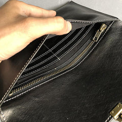 Cool Leather Black Mens Clutch envelope wallet Brown Clutch Wallet Wristlet Wallet for Men - iwalletsmen