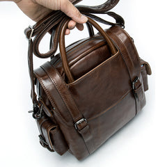 Vintage Mens Leather Small Backpack Handbag Briefcase Shoulder Bag for Men - iwalletsmen
