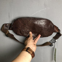 Black Cool Leather Men Fanny Pack Waist Bags Hip Pack Coffee Chest Bag Belt Bag Bumbag for Men - iwalletsmen