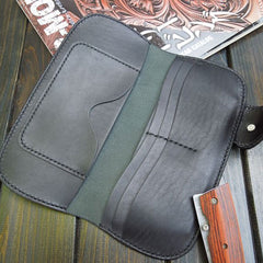 Handmade Leather Biker Wallet Mens Cool Chain Wallet Trucker Wallet with Chain