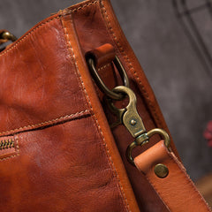 Cool Brown Coffee Leather Mens Briefcase 14inch Laptop Bag Work Handbag Business Bag for Men - iwalletsmen