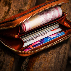 Handmade Leather Tibetan Mens billfold Wallet Cool Chain Wallet Biker Wallet for Men