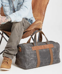 Gray Canvas Mens Travel Bag Weekender Bag Duffle Bag Large Canvas Weekender Bag for Men - iwalletsmen