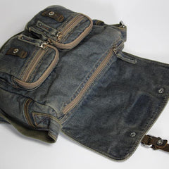 Blue Denim Mens Casual 10 inches Messenger Bag Jean Small Postman Bag Courier Bag For Men - iwalletsmen