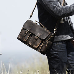 Genuine Leather Mens Cool Messenger Bag Briefcase Work Bag Business Bag for men