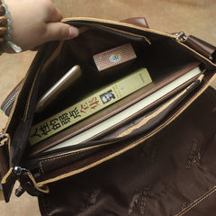 Oil Waxed Brown Leather Men's Small Messenger Bag Coffee Small Side Bag For Men - iwalletsmen
