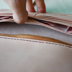 Handmade Mens Tooled Floral Beige Leather Long Biker Wallet Cool Long Chain Wallet for Men - iwalletsmen